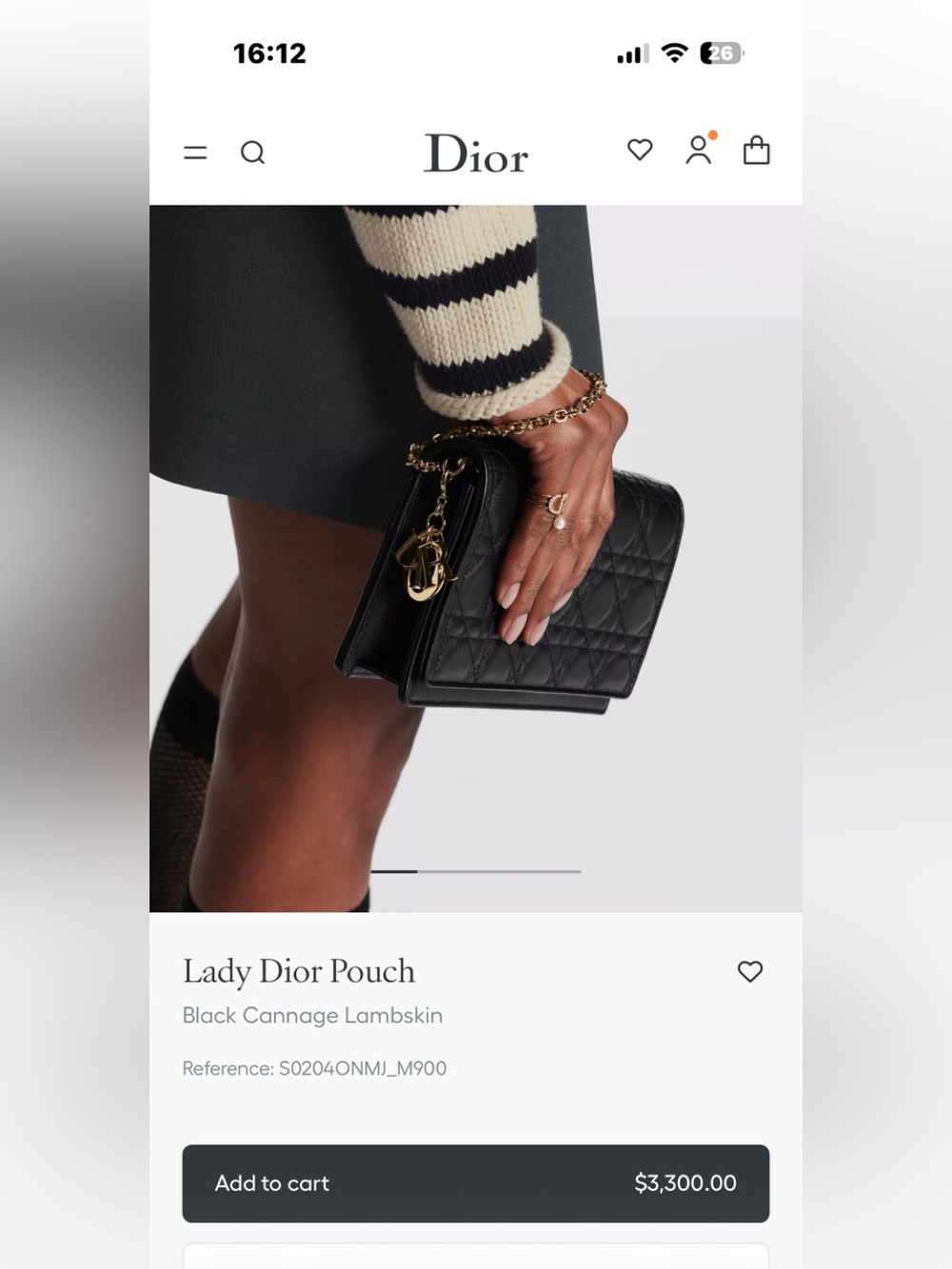 FINAL PRICE- NO OFFERS! Lady Dior Black Lambskin Cannage Pouch with Silver Chain